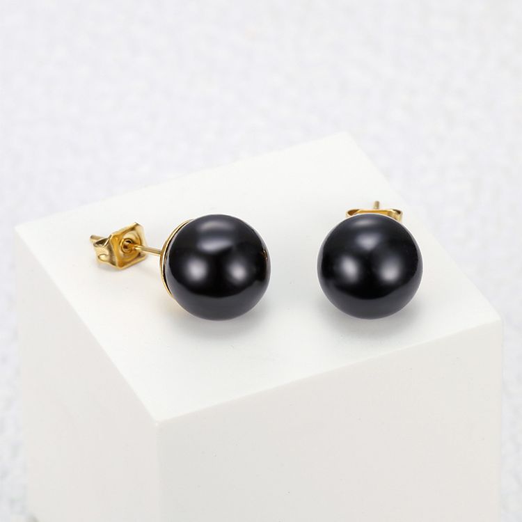 Trendy Artificial Pearls 18k Gold Plated Titanium Steel Women's Stud Earrings | EaseWholesale 0