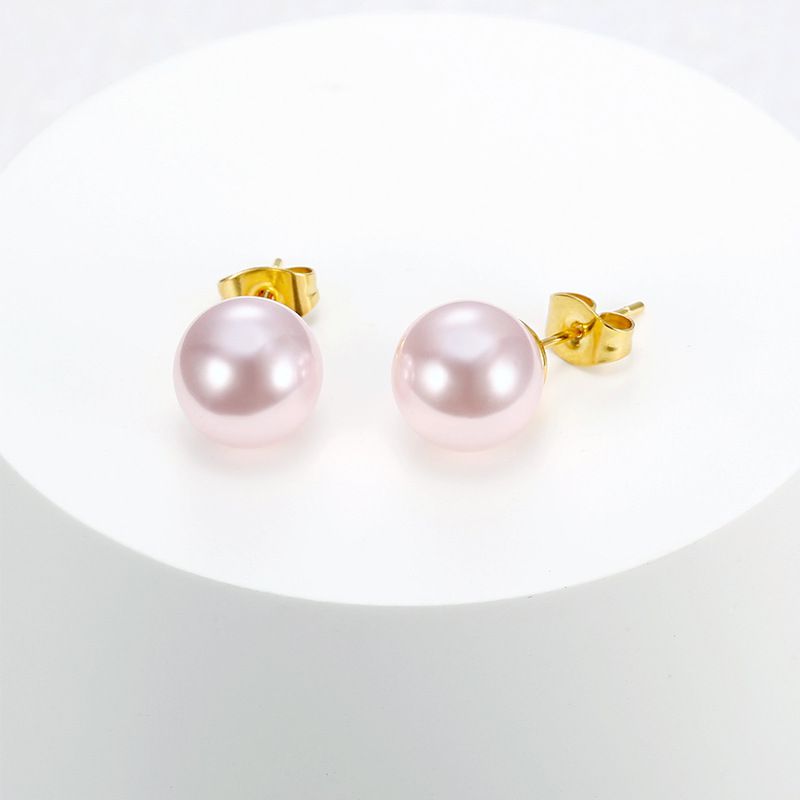 Trendy Artificial Pearls 18k Gold Plated Titanium Steel Women's Stud Earrings | EaseWholesale 1