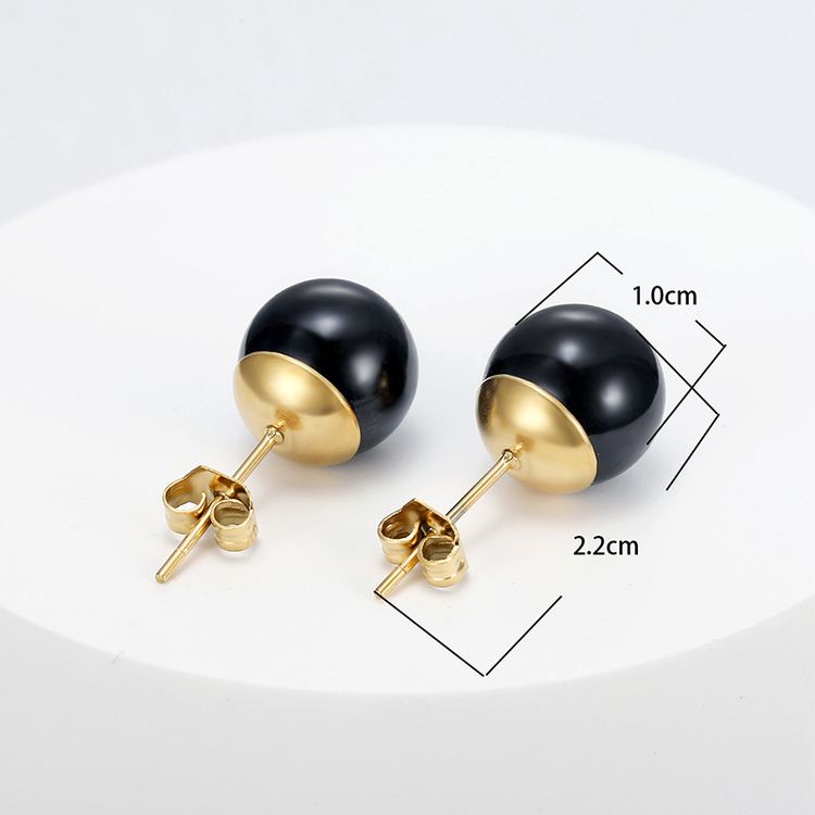Trendy Artificial Pearls 18k Gold Plated Titanium Steel Women's Stud Earrings | EaseWholesale 4
