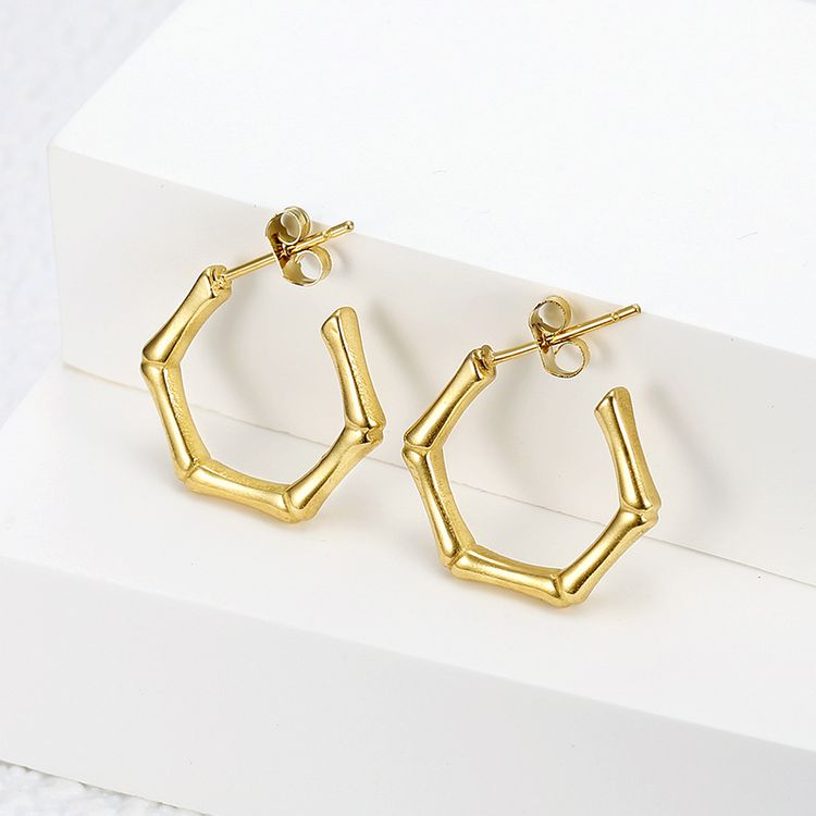 Fashion Bamboo Titanium 18k Gold Plated Women's Wholesale Stud Earrings | EaseWholesale 0 Fashion Bamboo Titanium 18k Gold Plated Women's Wholesale Stud Earrings | EaseWholesale 0