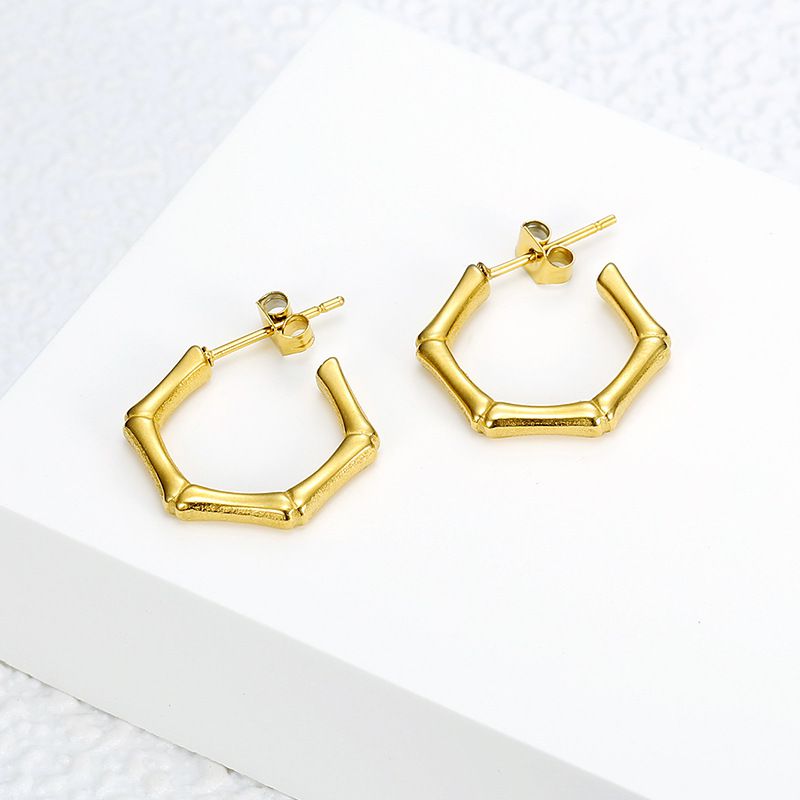 Fashion Bamboo Titanium 18k Gold Plated Women's Wholesale Stud Earrings | EaseWholesale 1 Fashion Bamboo Titanium 18k Gold Plated Women's Wholesale Stud Earrings | EaseWholesale 1