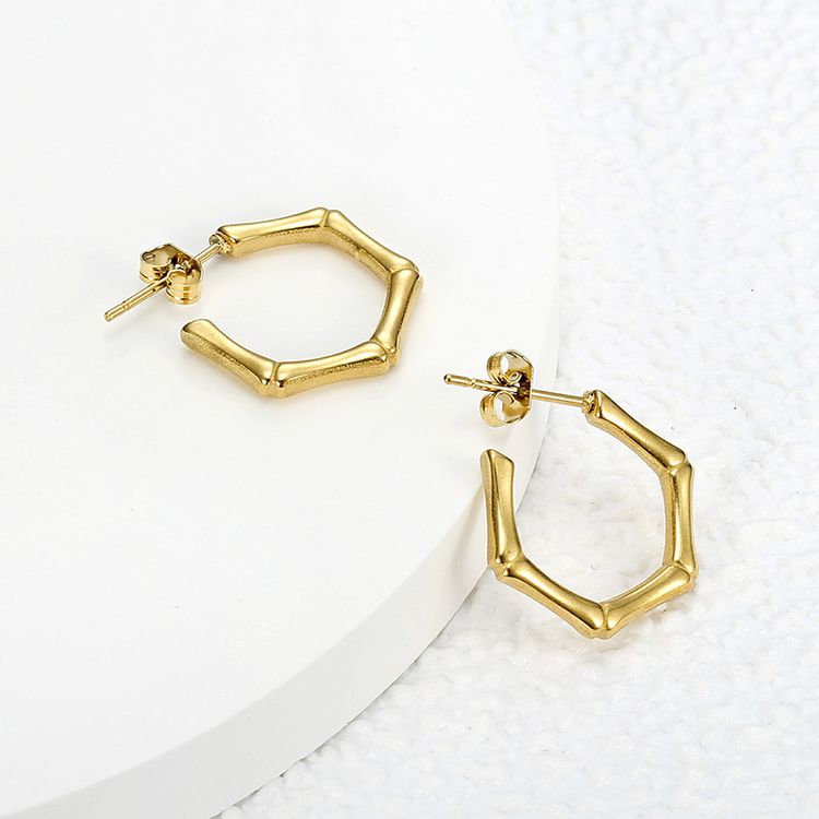Fashion Bamboo Titanium 18k Gold Plated Women's Wholesale Stud Earrings | EaseWholesale 2 Fashion Bamboo Titanium 18k Gold Plated Women's Wholesale Stud Earrings | EaseWholesale 2