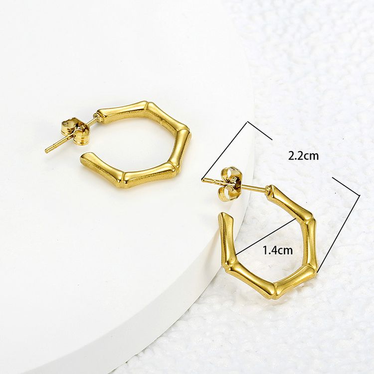 Fashion Bamboo Titanium 18k Gold Plated Women's Wholesale Stud Earrings | EaseWholesale 3 Fashion Bamboo Titanium 18k Gold Plated Women's Wholesale Stud Earrings | EaseWholesale 3