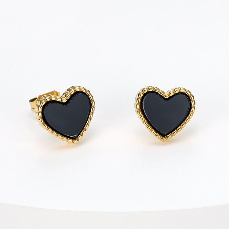 18k Gold Plated Korean style peach heart love titanium steel ladies earrings | EaseWholesale