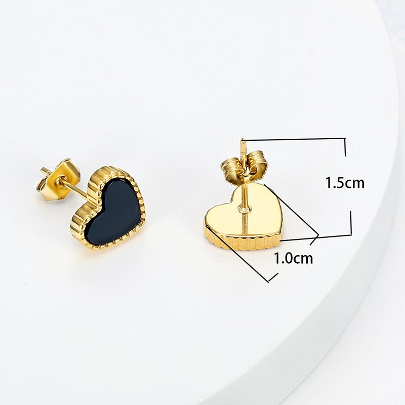18k Gold Plated Korean style peach heart love titanium steel ladies earrings | EaseWholesale 3