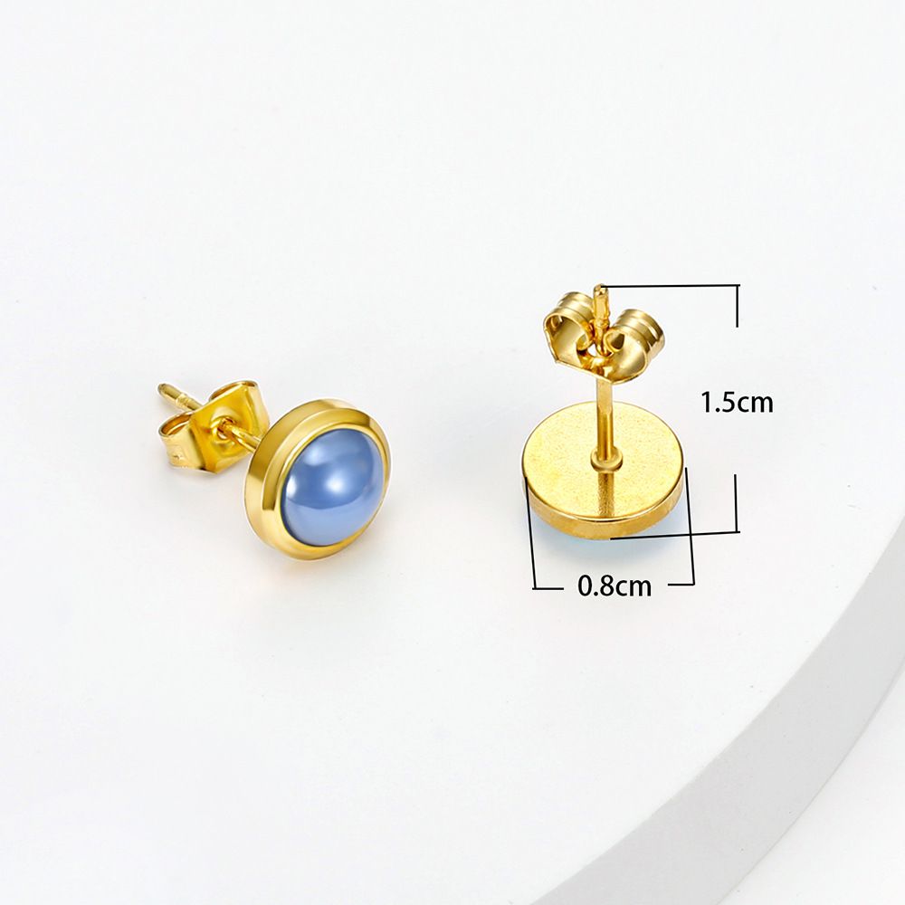 French Vintage Elegant Blue Zirconia Stainless Steel Stud Earrings 18k Gold Plated | EaseWholesale 2