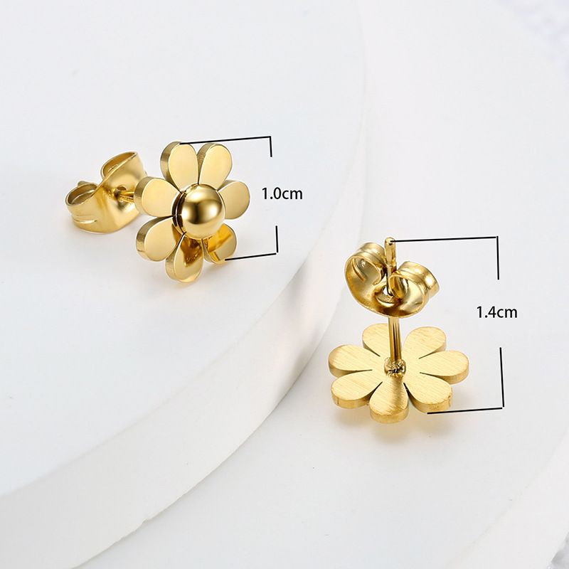 Niche Elegant 18k Gold Plated Sunflower Stud Earrings for Women Titanium Earrings | EaseWholesale 2