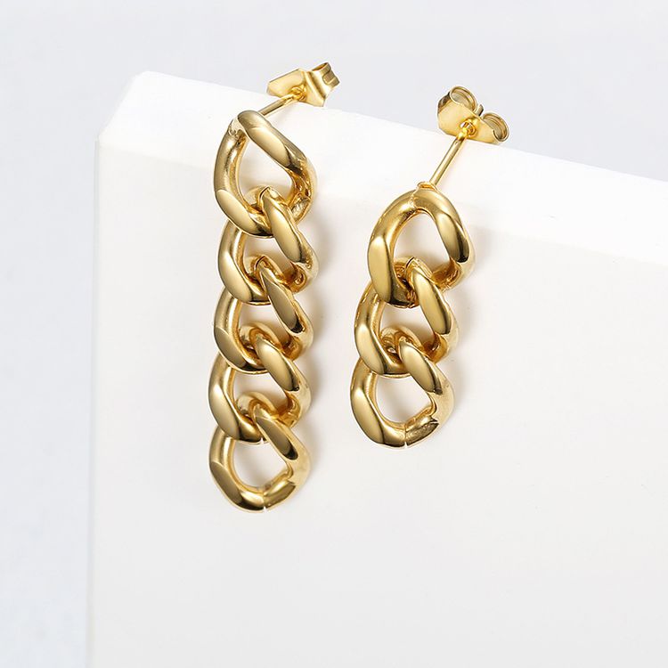 Wholesale Europe US hip-hop cool irregular chain titanium steel women's dangle earrings | EaseWholesale 0