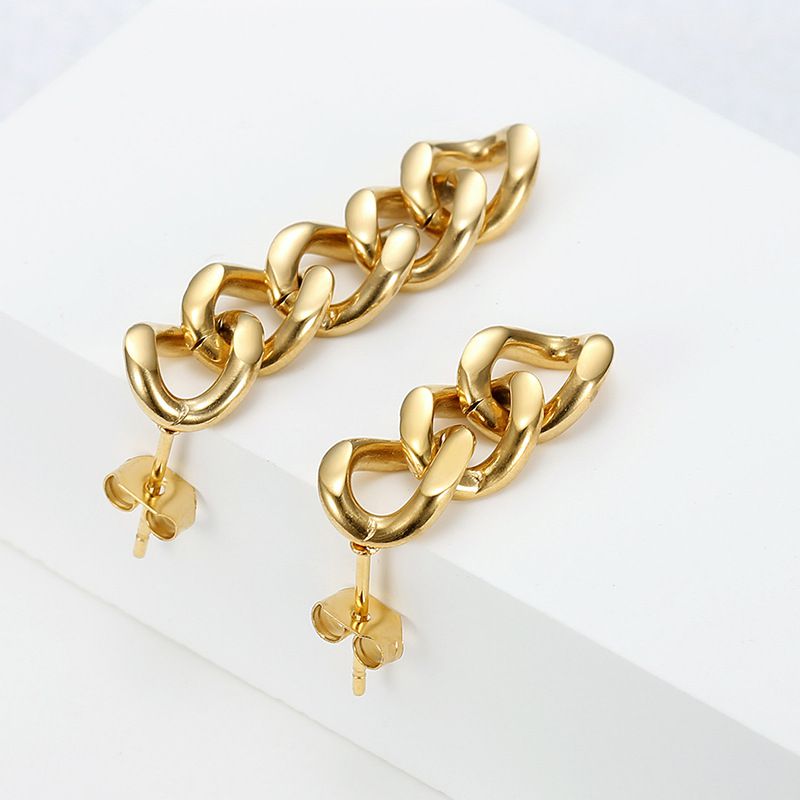 Wholesale Europe US hip-hop cool irregular chain titanium steel women's dangle earrings | EaseWholesale 1