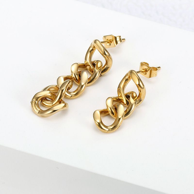 Wholesale Europe US hip-hop cool irregular chain titanium steel women's dangle earrings | EaseWholesale 3