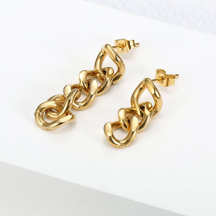 Wholesale Europe US hip-hop cool irregular chain titanium steel women's dangle earrings | EaseWholesale 3