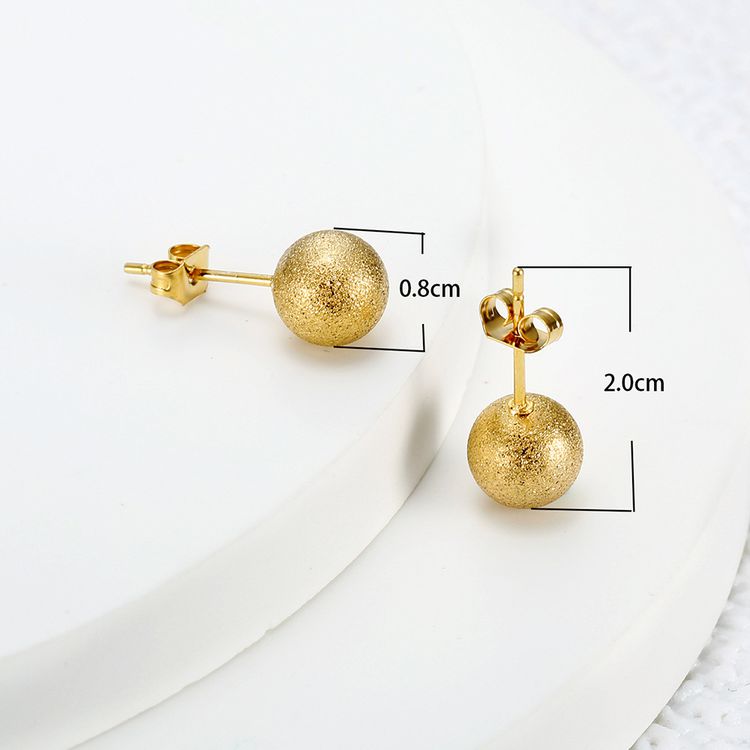 Fashion Gold Small Round Ball Premium Metal Women's Stainless Steel Earrings | EaseWholesale 2