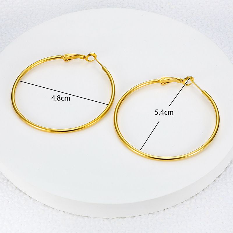 Fashion Gold Large Circle 18k Gold Women's Stainless Steel Clip Earrings Wholesale | EaseWholesale 3