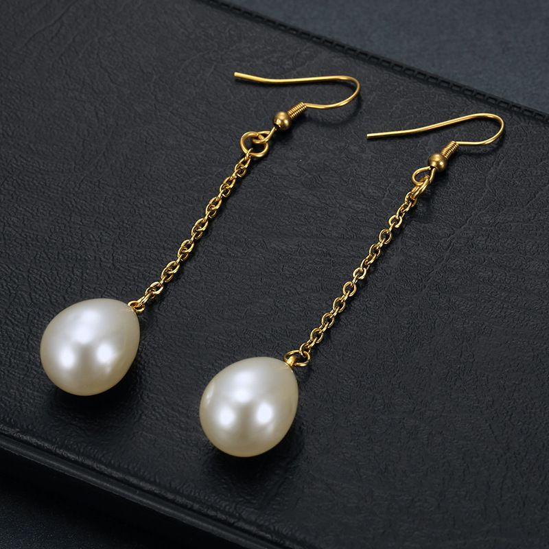 Fashion Creative Artificial Pearls 18k Gold Plated Stainless Steel Earrings | EaseWholesale 0