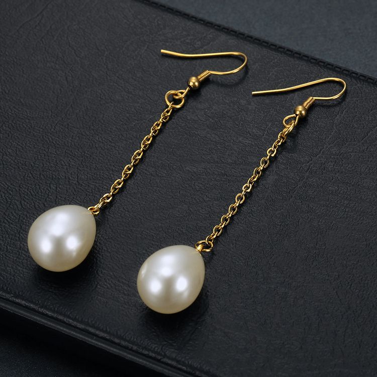 Fashion Creative Artificial Pearls 18k Gold Plated Stainless Steel Earrings | EaseWholesale 0