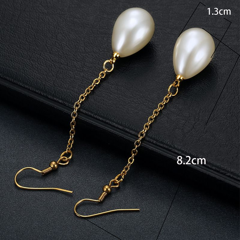 Fashion Creative Artificial Pearls 18k Gold Plated Stainless Steel Earrings | EaseWholesale 1