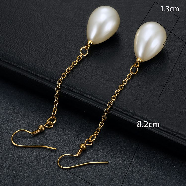 Fashion Creative Artificial Pearls 18k Gold Plated Stainless Steel Earrings | EaseWholesale 1