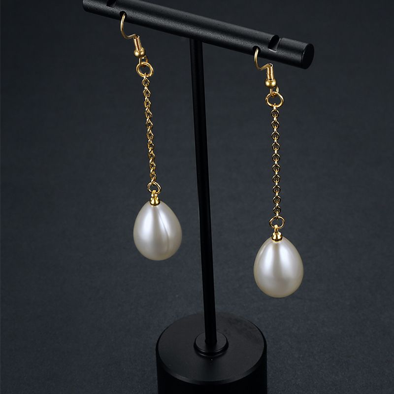 Fashion Creative Artificial Pearls 18k Gold Plated Stainless Steel Earrings | EaseWholesale 2