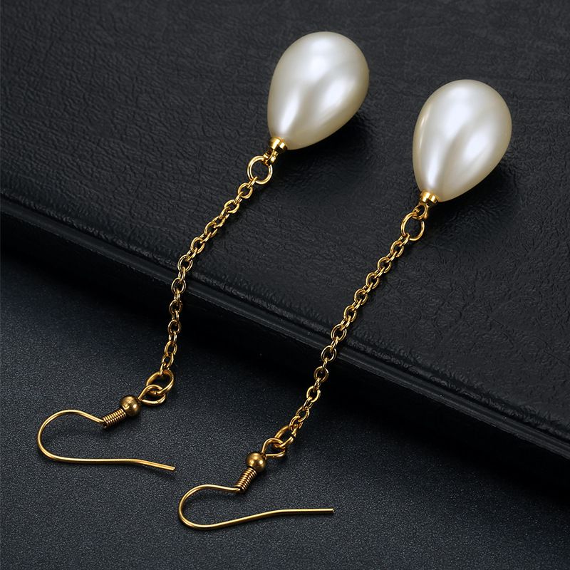 Fashion Creative Artificial Pearls 18k Gold Plated Stainless Steel Earrings | EaseWholesale 4