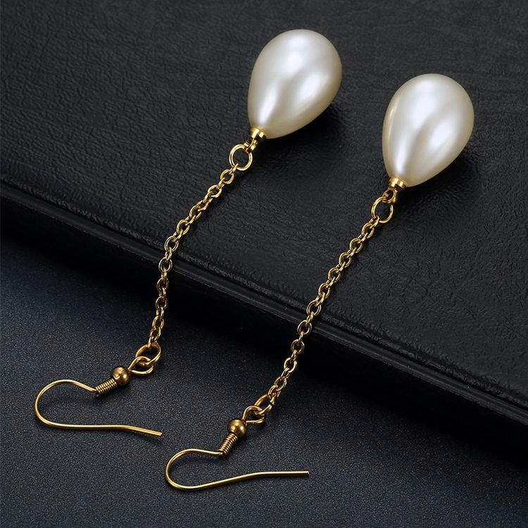Fashion Creative Artificial Pearls 18k Gold Plated Stainless Steel Earrings | EaseWholesale 4