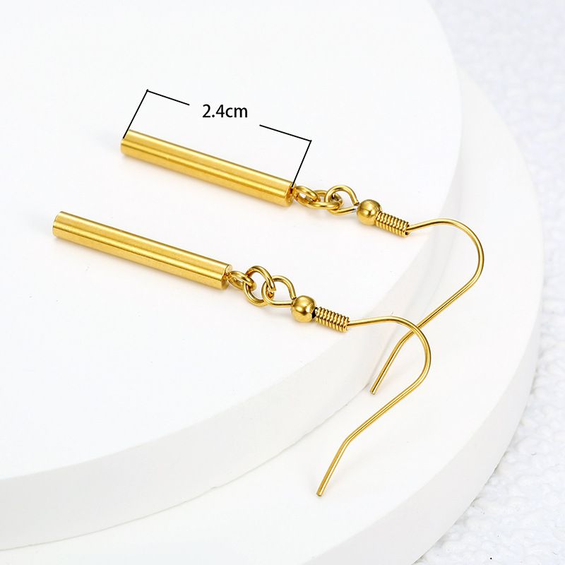 New Vintage Stripes 18k Gold Plated Long Post Titanium Steel Earrings for Women | EaseWholesale 2