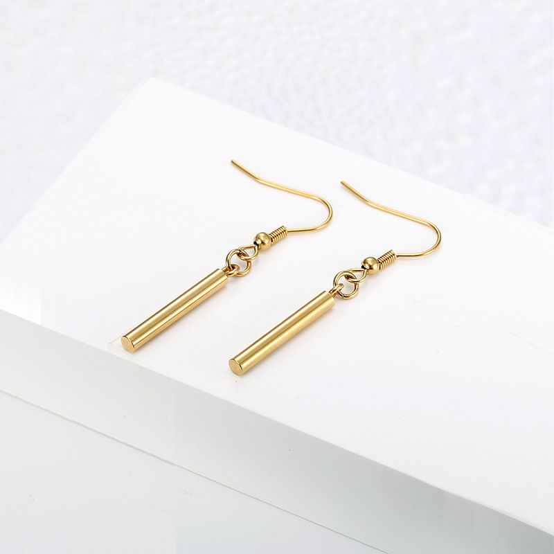 New Vintage Stripes 18k Gold Plated Long Post Titanium Steel Earrings for Women | EaseWholesale 3