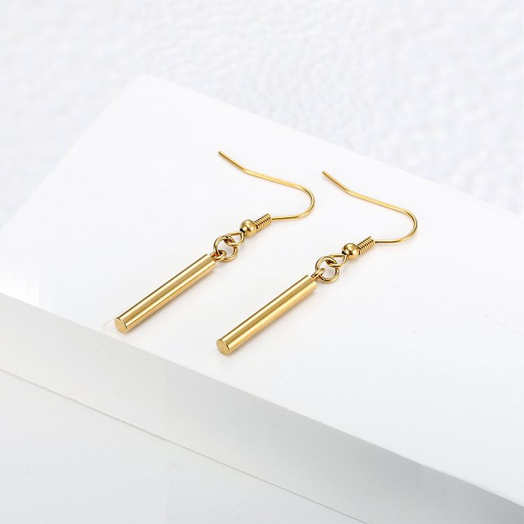 New Vintage Stripes 18k Gold Plated Long Post Titanium Steel Earrings for Women | EaseWholesale 3
