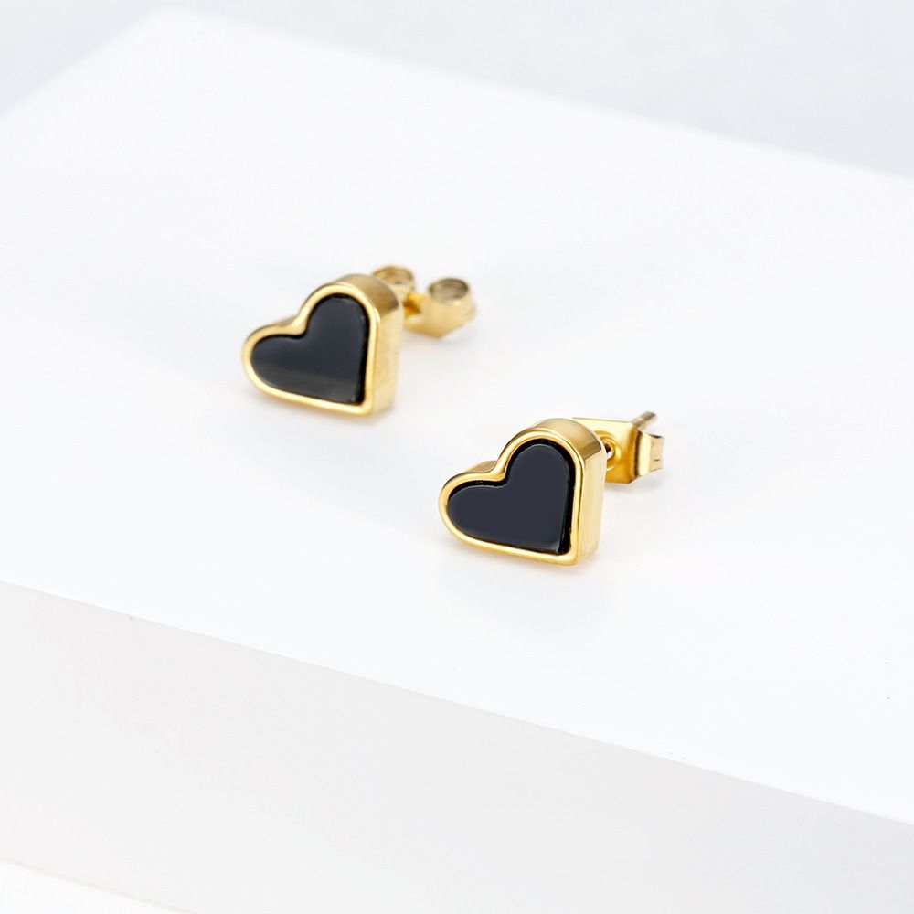 New black love heart peach heart female wholesale 18k gold plated titanium steel earrings | EaseWholesale 0 New black love heart peach heart female wholesale 18k gold plated titanium steel earrings | EaseWholesale 0