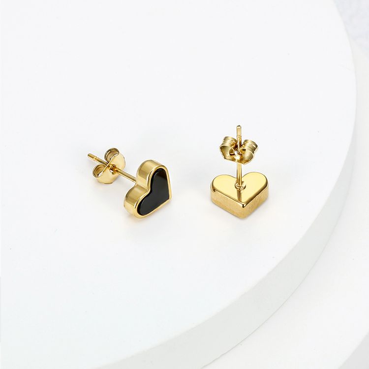 New black love heart peach heart female wholesale 18k gold plated titanium steel earrings | EaseWholesale 3 New black love heart peach heart female wholesale 18k gold plated titanium steel earrings | EaseWholesale 3