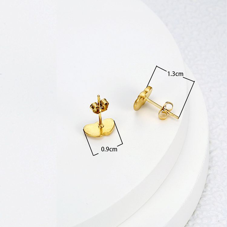 Stainless Steel Peach Heart 18k Gold Plated Women's Stud Earrings Wholesale | EaseWholesale 2
