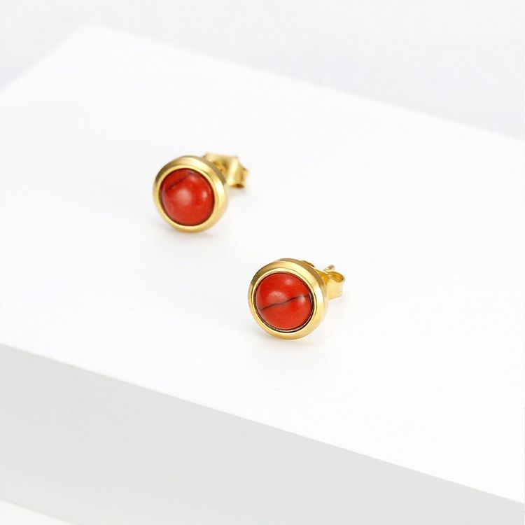 Vintage Inlaid Zirconia Earrings Titanium Round Onyx Red Bean Earrings | EaseWholesale 0 Vintage Inlaid Zirconia Earrings Titanium Round Onyx Red Bean Earrings | EaseWholesale 0