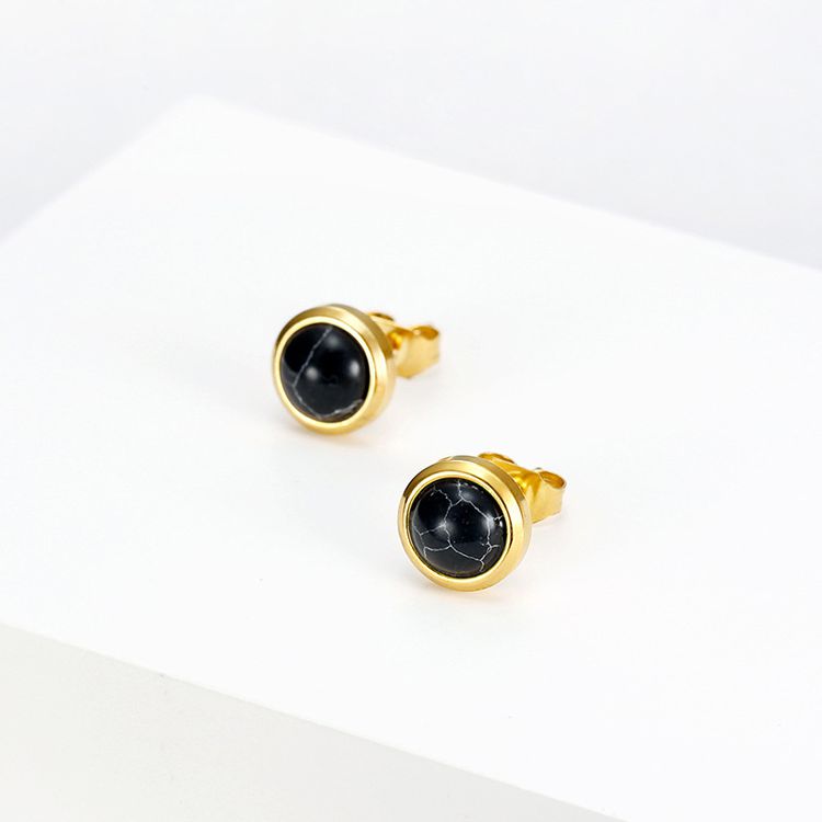 Vintage Inlaid Zirconia Earrings Titanium Round Onyx Red Bean Earrings | EaseWholesale 1 Vintage Inlaid Zirconia Earrings Titanium Round Onyx Red Bean Earrings | EaseWholesale 1