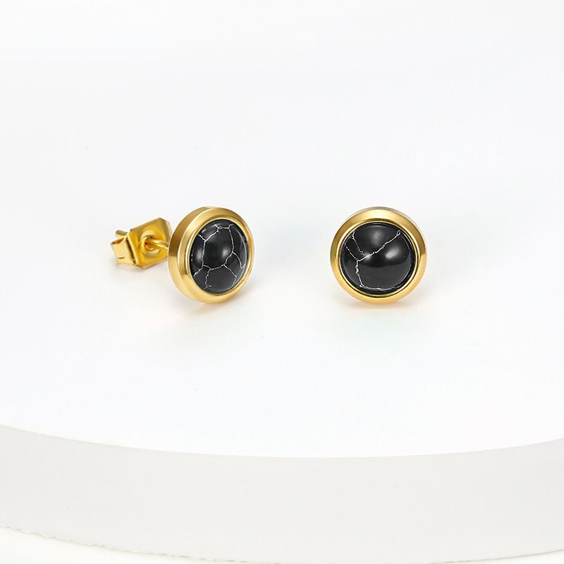 Vintage Inlaid Zirconia Earrings Titanium Round Onyx Red Bean Earrings | EaseWholesale 4 Vintage Inlaid Zirconia Earrings Titanium Round Onyx Red Bean Earrings | EaseWholesale 4