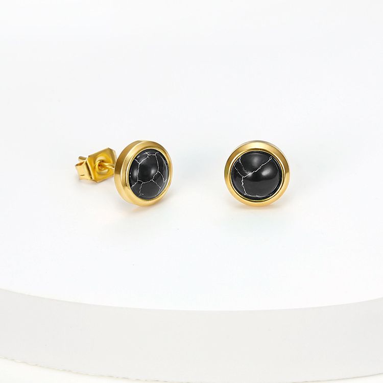 Vintage Inlaid Zirconia Earrings Titanium Round Onyx Red Bean Earrings | EaseWholesale 4 Vintage Inlaid Zirconia Earrings Titanium Round Onyx Red Bean Earrings | EaseWholesale 4