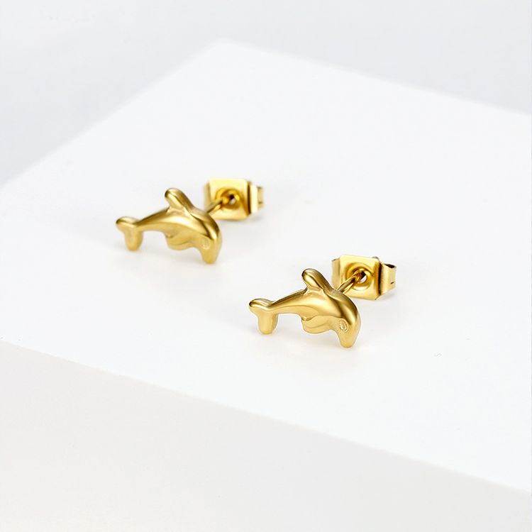 Golden Dolphin Titanium Wholesale Stud Earrings for Women | EaseWholesale 0 Golden Dolphin Titanium Wholesale Stud Earrings for Women | EaseWholesale 0