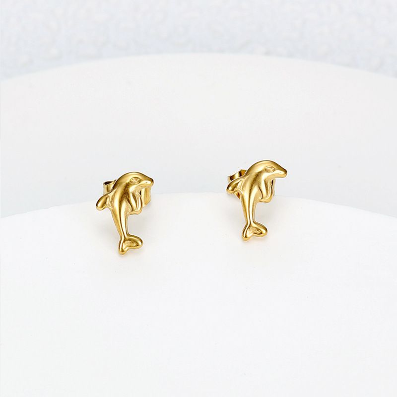 Golden Dolphin Titanium Wholesale Stud Earrings for Women | EaseWholesale 1 Golden Dolphin Titanium Wholesale Stud Earrings for Women | EaseWholesale 1