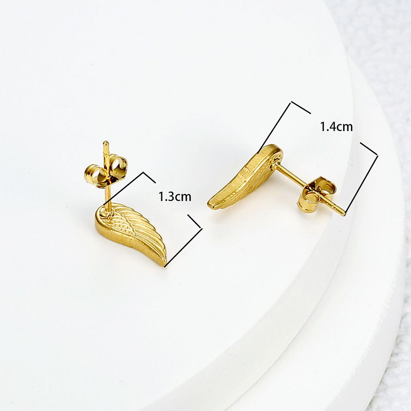 Titanium Steel Textured Angel Wings Fashion Gold Earrings Wholesale | EaseWholesale 2