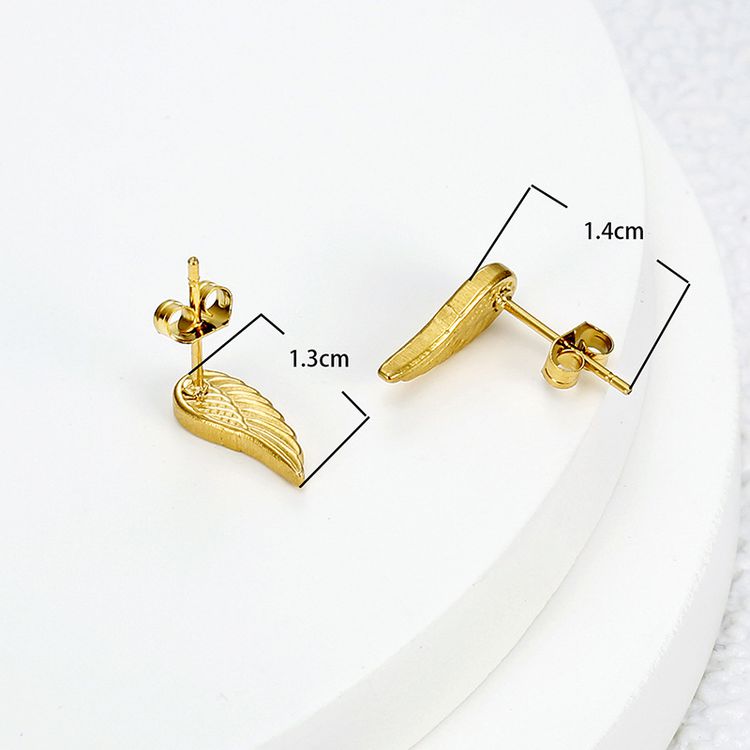Titanium Steel Textured Angel Wings Fashion Gold Earrings Wholesale | EaseWholesale 2