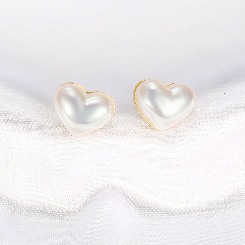Fashion Heart Artificial Pearl Stainless Steel Earrings | EaseWholesale 2
