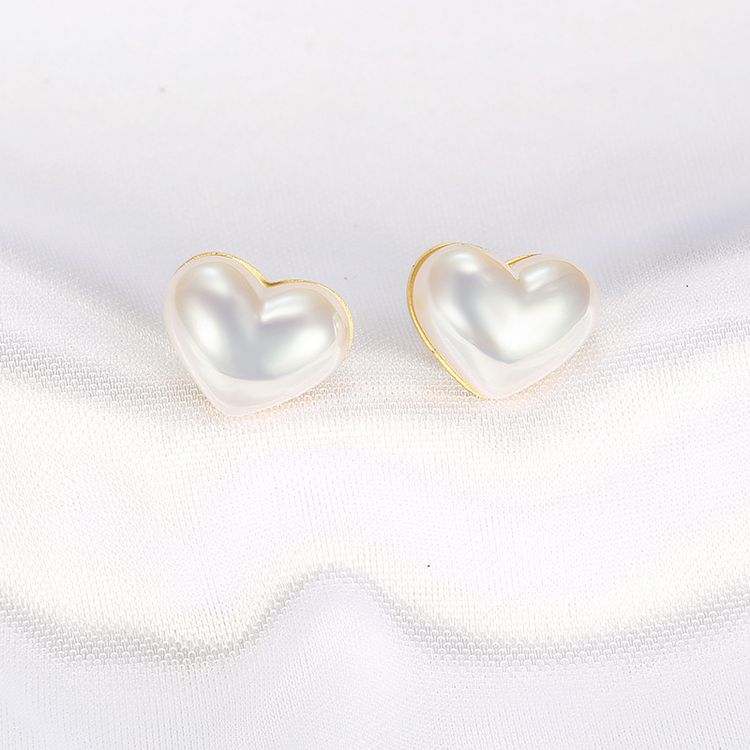 Fashion Heart Artificial Pearl Stainless Steel Earrings | EaseWholesale 2
