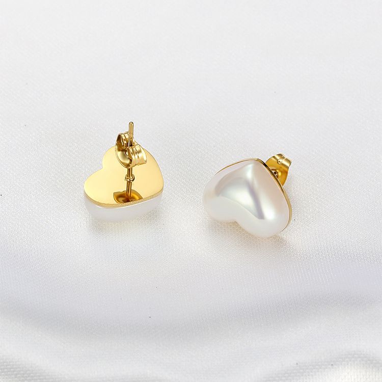 Fashion Heart Artificial Pearl Stainless Steel Earrings | EaseWholesale 4