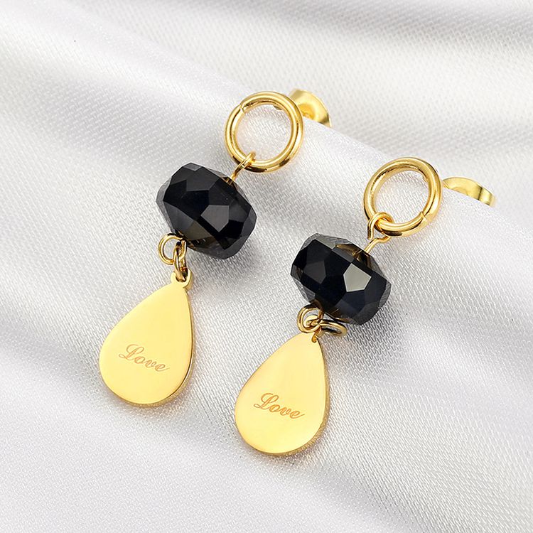 Creative Sweet Drops Golden Titanium Earrings | EaseWholesale 0