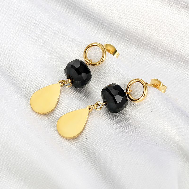 Creative Sweet Drops Golden Titanium Earrings | EaseWholesale 2