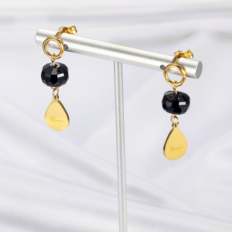 Creative Sweet Drops Golden Titanium Earrings | EaseWholesale 3