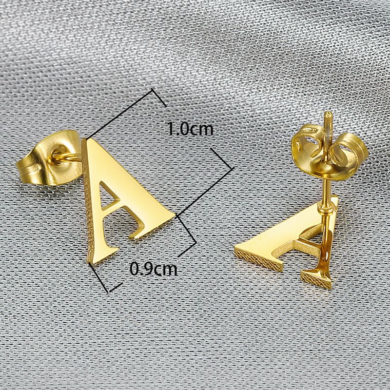 Fashion 18k Gold Plated Letter A Women's Titanium Earrings | EaseWholesale 3