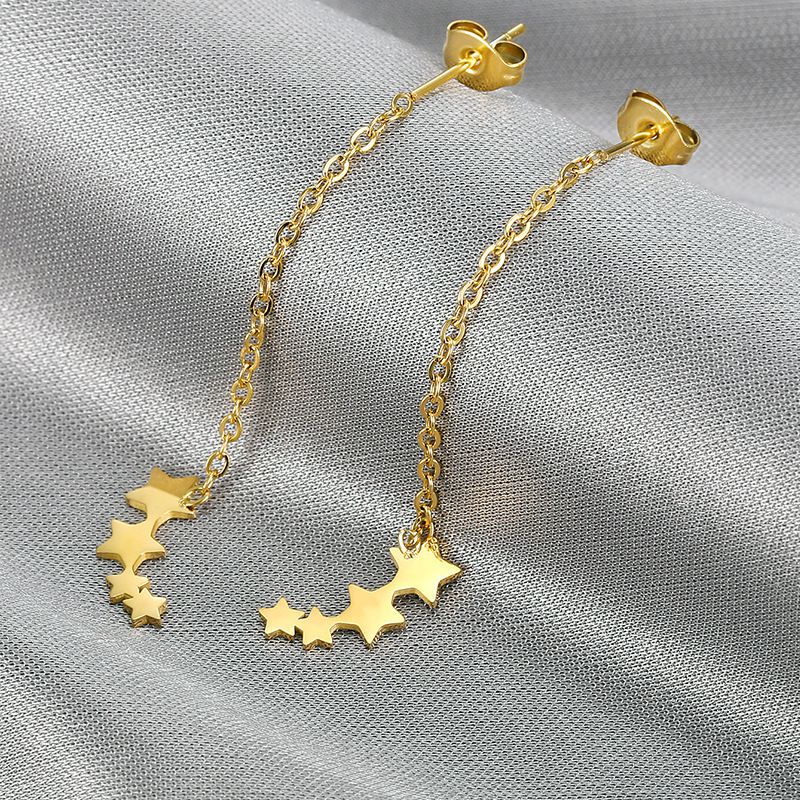 Gold Personalized Titanium Steel Star Women's Earrings | EaseWholesale 0