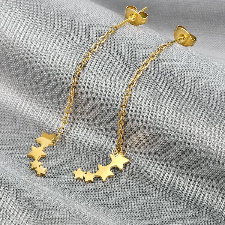 Gold Personalized Titanium Steel Star Women's Earrings | EaseWholesale 0