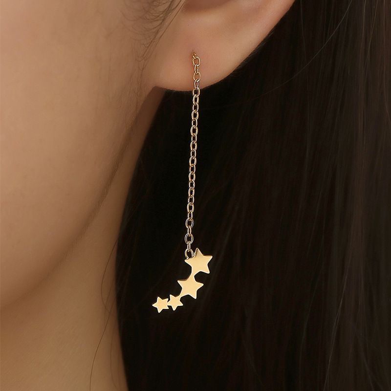 Gold Personalized Titanium Steel Star Women's Earrings | EaseWholesale 1