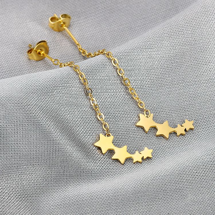 Gold Personalized Titanium Steel Star Women's Earrings | EaseWholesale 2