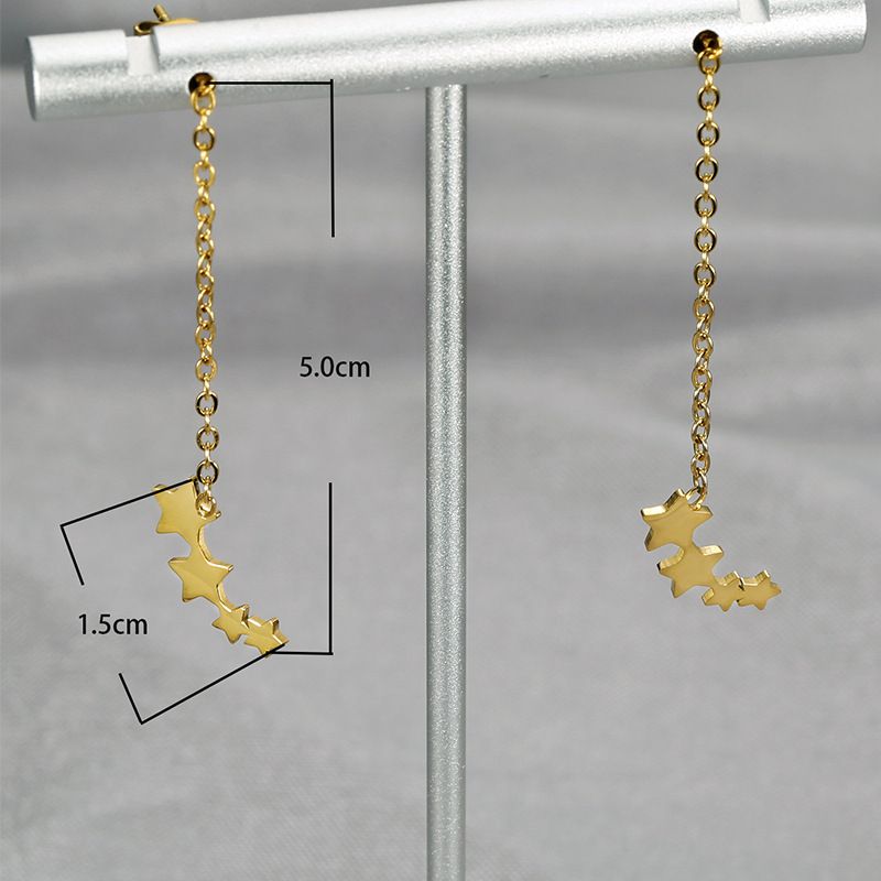 Gold Personalized Titanium Steel Star Women's Earrings | EaseWholesale 3